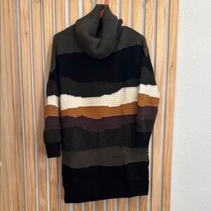 NAADAM - Wool Cashmere Color Block Turtleneck Sweater Dress